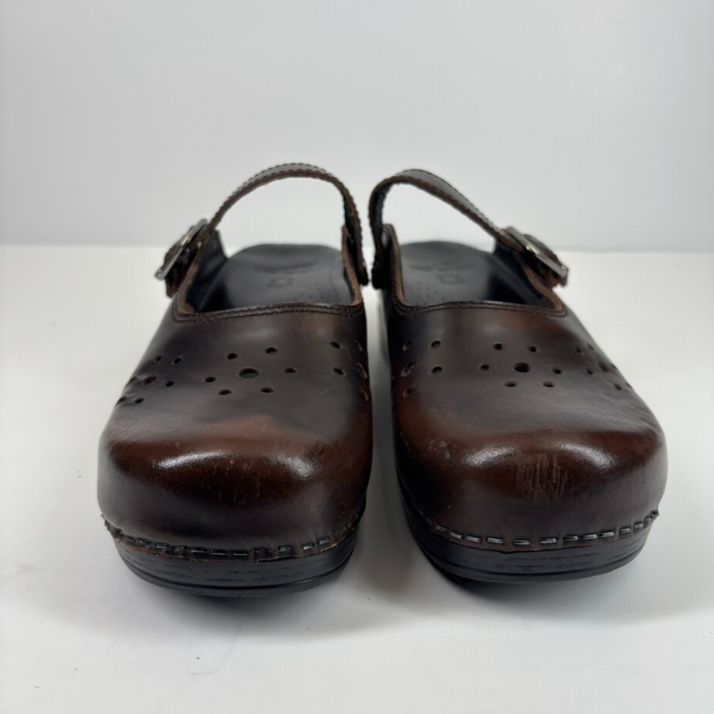 Dansko Merrie Women's US 11.5–12/42 Brown Leather Mary Jane Comfort Buckle Clogs - Picture 3 of 16